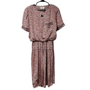 VINTAGE PATTY O'NEIL RED/WHITE FLORAL DRESS SIZE 12 | U1‎